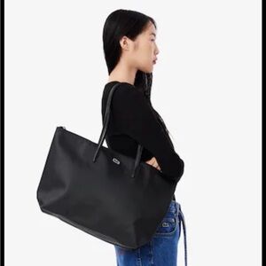Lacoste L.12.12 Black Tote Bag with Iconic Logo Adjustable Strap